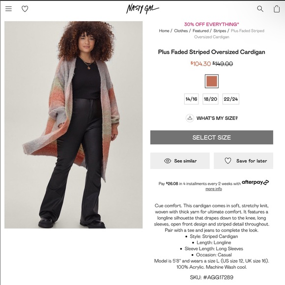 NASTYGAL Faded Striped Oversized Cardigan - Picture 5 of 5